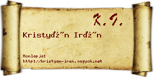 Kristyán Irén névjegykártya